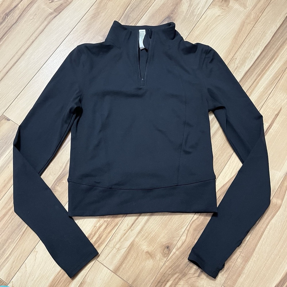 Yogalicious Lux Crosstrain Half Zip Cropped Jacket Sz XS Black Reflective Pocket